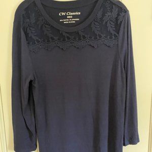 Women's Blue Long Sleeve Top